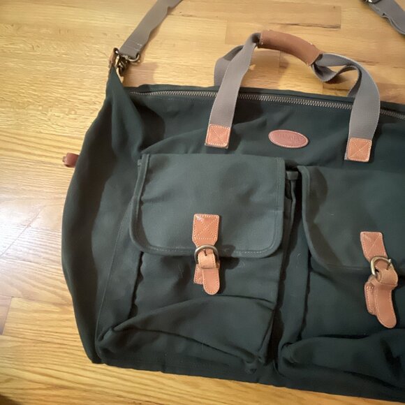 Vintage DAKOTA by TUMI Duffel Bag Weekender Canvas Genuine Leather Large Green - Picture 3 of 12